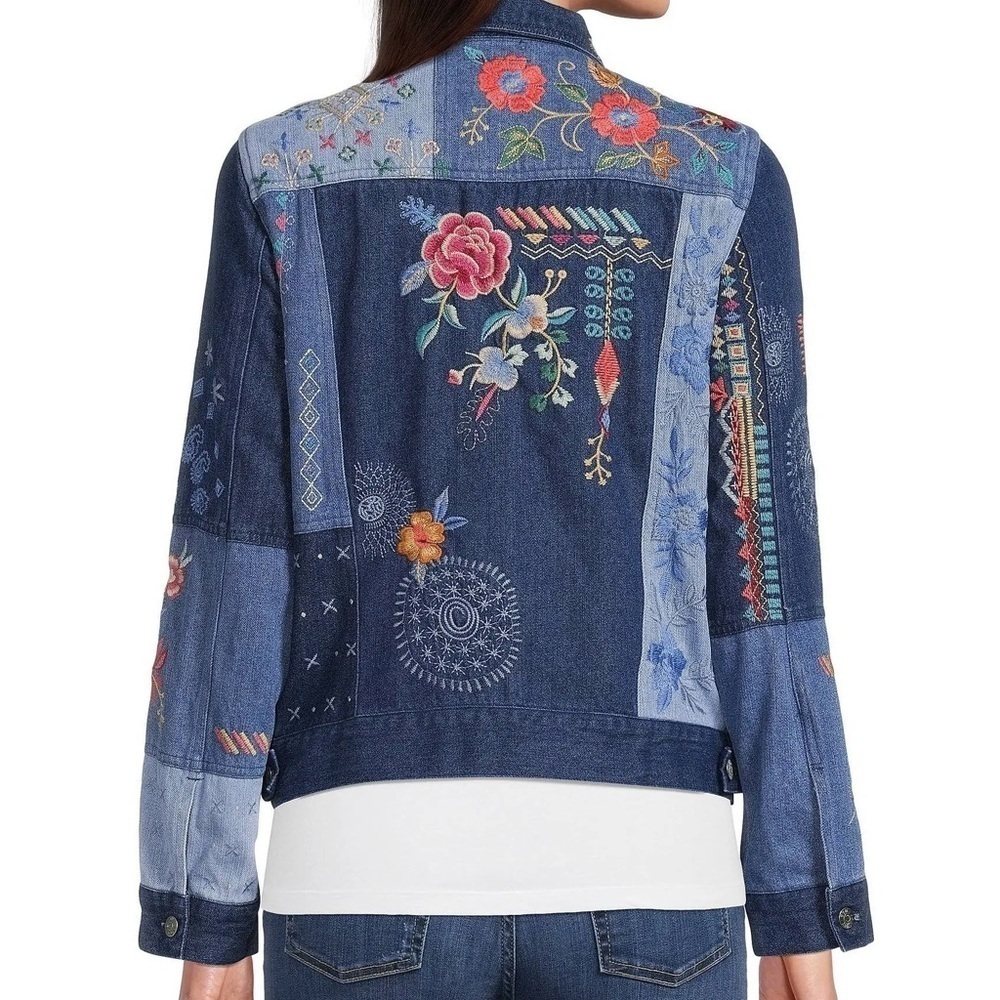 Johnny Was Taryn Embroidered Patchwork Denim Jack… - image 2